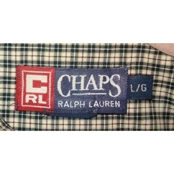Chaps Ralph Lauren Dress Shirt CRL Vintage Checkered Button Up Mens Size L - Picture 4 of 5